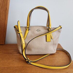 COACH BEIGE AND YELLOW PEBBLED LEATHER SMALL CROSSBODY BAG  S1780-F59853